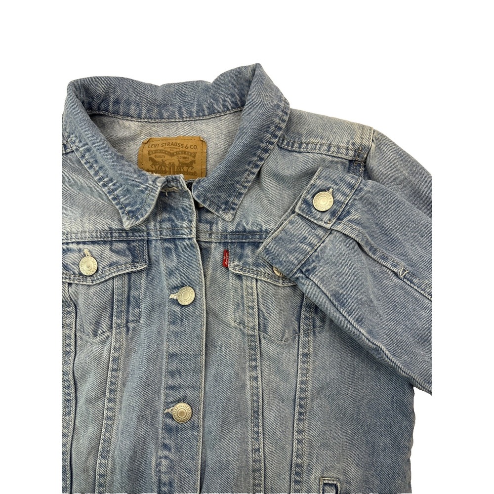 Levi's Denim Jean Trucker Jacket Button Up Size Youth XL Unisex Blue EUC Classic